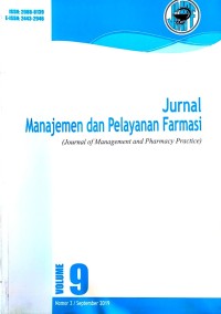 Image of Jurnal Manajemen dan Pelayanan Farmasi Vol. 9 No. 3
