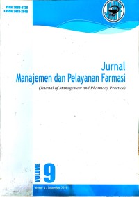 Image of Jurnal Manajemen dan Pelayanan Farmasi Vol. 9 No. 4
